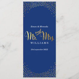 RECEPTIE DINER MENU mini goud confetti marine blau