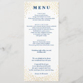 RECEPTIE DINER MENU mini goud confetti marine blau (Achterkant)
