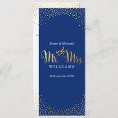 RECEPTIE DINER MENU mini goud confetti marine blau (Voorkant / Achterkant)