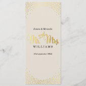 RECEPTIE DINER MENU mini gouden confetti ivoor (Voorkant)