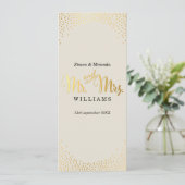RECEPTIE DINER MENU mini gouden confetti ivoor (Staand voorkant)