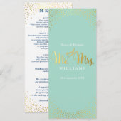 RECEPTIE DINER MENU mini gouden confetti mint (Voorkant / Achterkant)