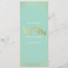 RECEPTIE DINER MENU mini gouden confetti mint