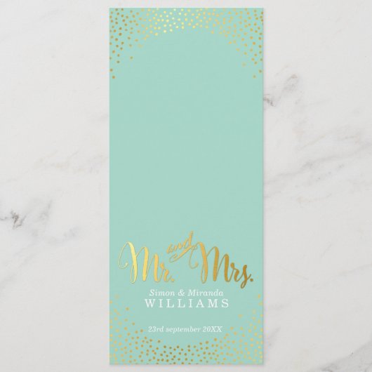 RECEPTIE DINER MENU mini gouden confetti mint (Voorkant)
