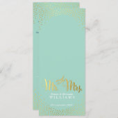 RECEPTIE DINER MENU mini gouden confetti mint (Voorkant / Achterkant)