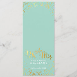RECEPTIE DINER MENU mini gouden confetti mint
