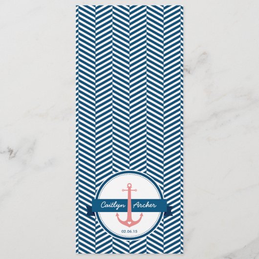 RECEPTIE DINER MENU monogram nautisch anker (Voorkant)