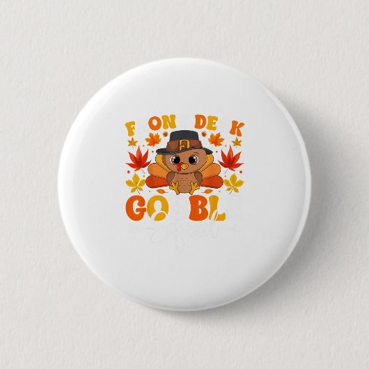 Receptie Gobble Squad Grappige Herfst Thanksgiving Ronde Button 5,7 Cm (Voorkant)