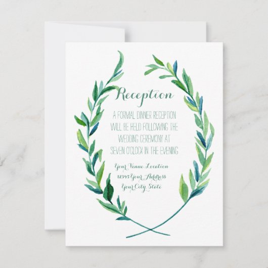 Receptie Laurel krans Modern Eenvoudig Olijfblad Kaart (Voorkant)