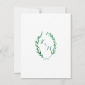 Receptie Laurel krans Modern Eenvoudig Olijfblad Kaart (Achterkant)