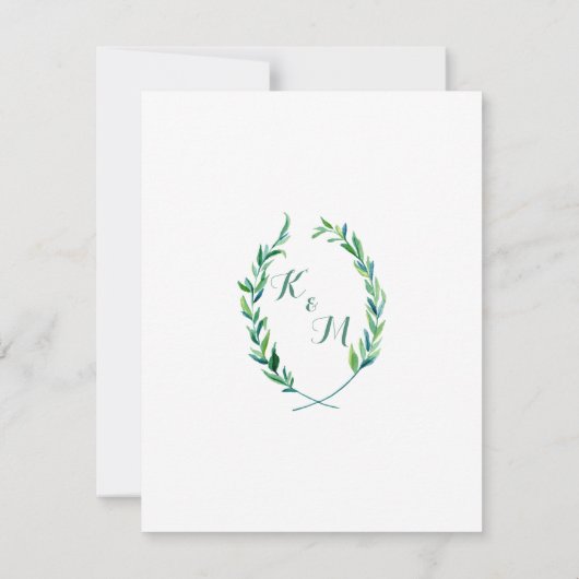 Receptie Laurel krans Modern Eenvoudig Olijfblad Kaart (Achterkant)