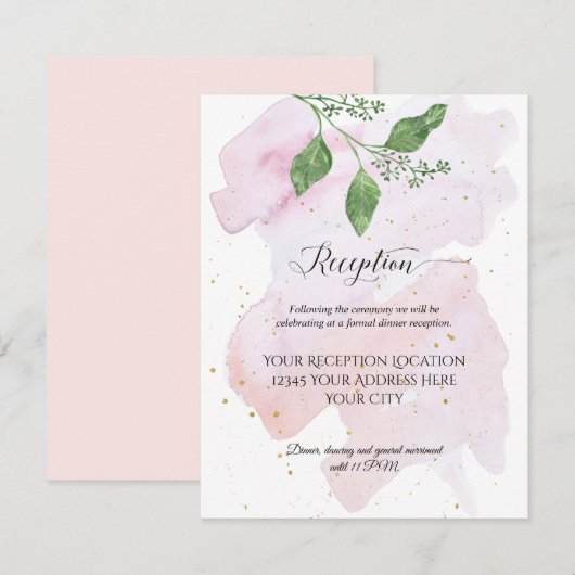 Receptie Modern Goud Eucalyptus Groen Bruiloft Kaart (Voorkant / Achterkant)