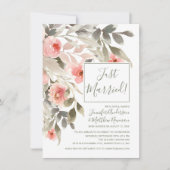 Receptie na de bruiloft met waterverf Blush Roos Kaart (Voorkant)