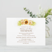 Receptie na het huwelijk met rustieke zonnebloem kaart (Staand voorkant)