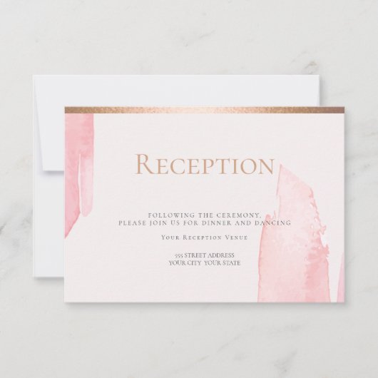 receptie | Pink Blush Waterverf Wash Kaart (Voorkant)