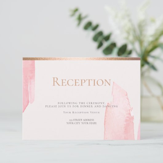 receptie | Pink Blush Waterverf Wash Kaart (Staand voorkant)