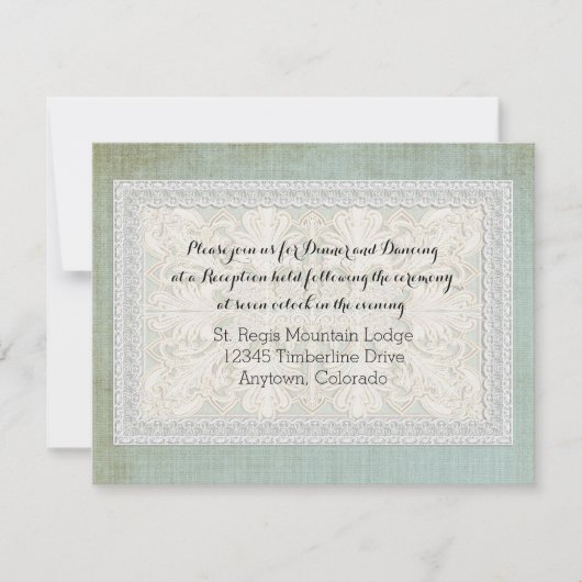 Receptie Rustic Lace w Aged Linen Kaart (Voorkant)