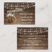 Receptie - Rustiek houten vat met witte bloemen Informatiekaartje (Voorkant / Achterkant)