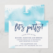 RECEPTIE stijlvolle met de hand geletterde aqua wa Kaart (Voorkant / Achterkant)