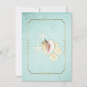 Receptie Strand Seashore Shells Ocean Faux Gold Kaart (Achterkant)