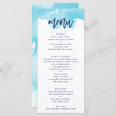 RECEPTIE TROUWMENU stijlvolle aqua waterverf Menu (Voorkant / Achterkant)