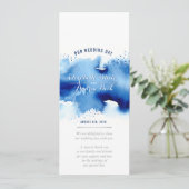 RECEPTIE TROUWMENU waterverf donkermarineblauw Menu (Staand voorkant)