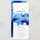 RECEPTIE TROUWMENU waterverf donkermarineblauw Menu (Voorkant / Achterkant)