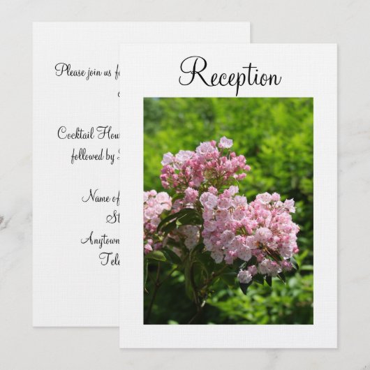 Receptie Uitnodiging Roze Bruiloft Berg Laurel (Voorkant / Achterkant)