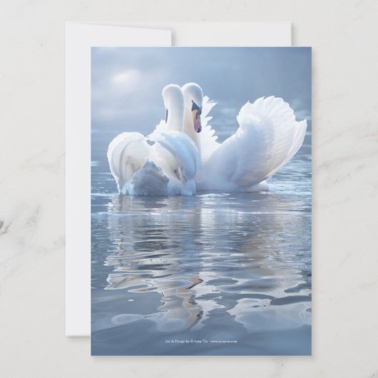 Receptie van het Romantic Swan Lake Wedding Kaart (Achterkant)
