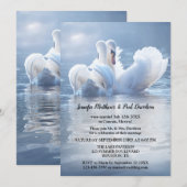 Receptie van het Romantic Swan Lake Wedding Kaart (Voorkant / Achterkant)