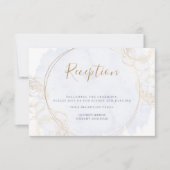 Receptie | Vergulde Roos Stofblauw Aquarel Kaart (Voorkant)