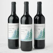 Receptie Viering Zomer Berg Lake Bruiloft Wijn Etiket (Flessen)