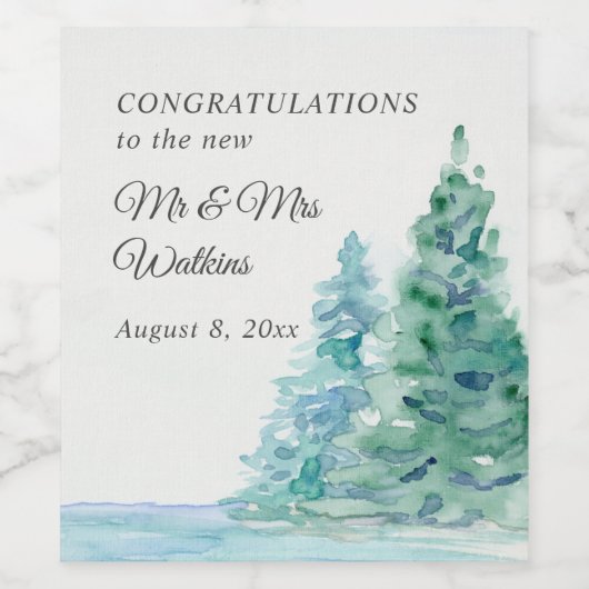 Receptie Viering Zomer Berg Lake Bruiloft Wijn Etiket (Enkel label)