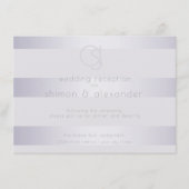 receptie | Violet Silver Shimmer Stripes Monogram Informatiekaartje (Voorkant)