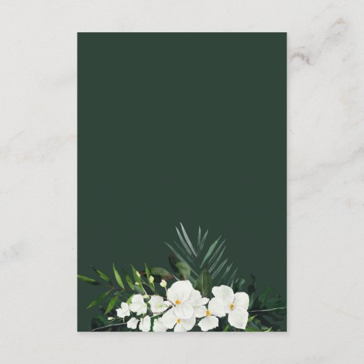 receptie voor tropische grienery - witte florale b informatiekaartje (Achterkant)