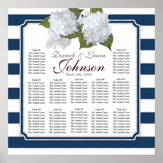 Receptie Zitkast marine White Hydrangeas Poster (Voorkant)