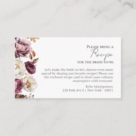 Receptieaanvraag | Bourgondische Herfst Vrijgezell Informatiekaartje (Voorkant)