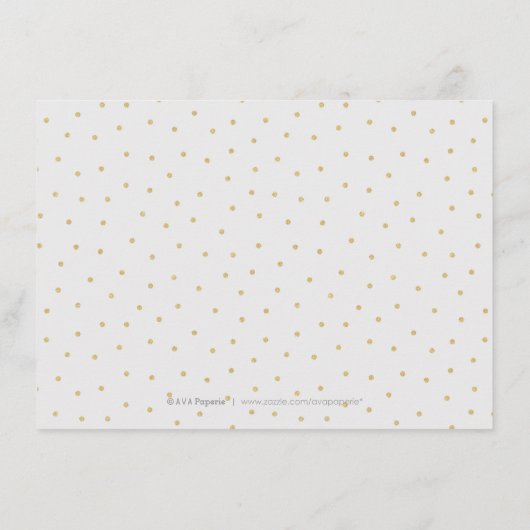 Receptiekaart met bewerkbare gouden glitterschrift informatiekaartje (Achterkant)