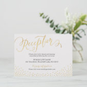 Receptiekaart met bewerkbare gouden glitterschrift informatiekaartje (Staand voorkant)