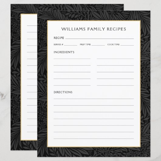 Receptiepagina voor familienaam |  zwarte bloem (Voorkant / Achterkant)