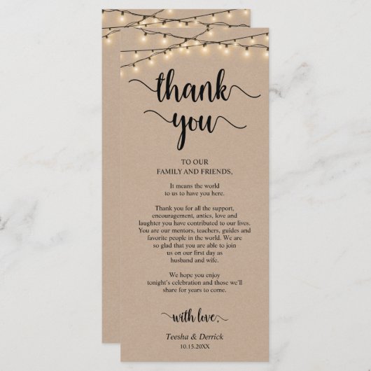 Receptieplaats instelling Dank u, Kraft Kaarten (Voorkant / Achterkant)