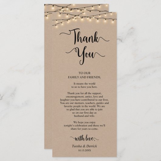 Receptieplaats instelling Dank u, Kraft Kaarten (Voorkant / Achterkant)