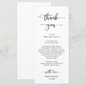 Receptieplaats instelling Dank u, zwarte lettertyp Programmakaart (Voorkant / Achterkant)