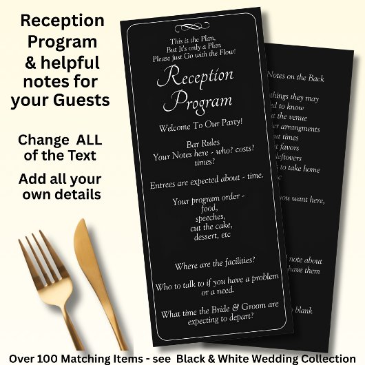 Reception Program -Black White Infinity Scroll, Menu