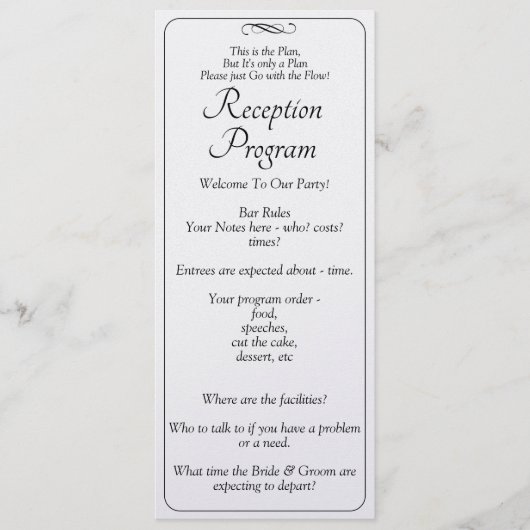 Reception Program -Black White Infinity Scroll, Menu (Voorkant)