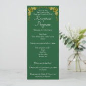 Reception Program - Emerald Green & Gold Wedding  Menu (Staand voorkant)