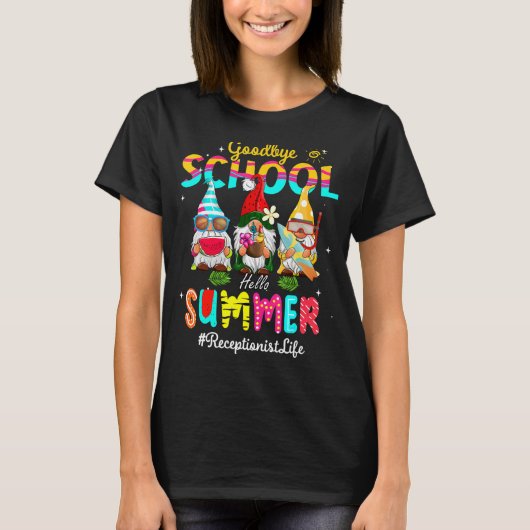 Receptionist Gnome Goodbye School Hallo Summer T-shirt (Voorkant)