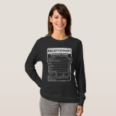 Receptionist Nutrition Facts Sarcastic Graphic T-shirt (Voorkant volledig)