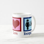Receptionist Peace Love Reception Koffiemok (Voorkant rechts)