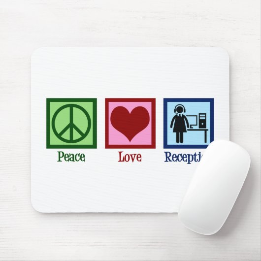 Receptionist Peace Love Reception Muismat (Met muis)